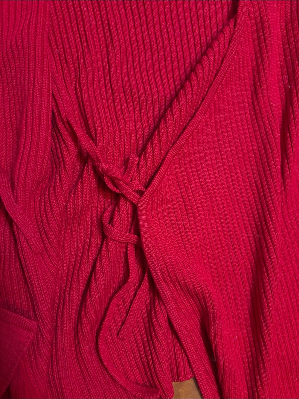 Reformation Red Wrap Ribbed Knit Top - Picture 9 of 9